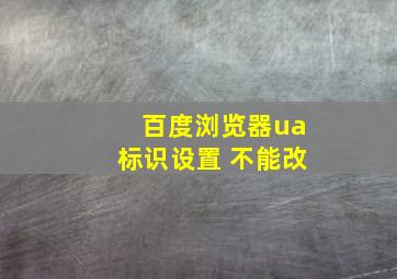 百度浏览器ua标识设置 不能改